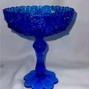 1950-1970ish Fenton vintage blue cabbage rose colonial candy dish